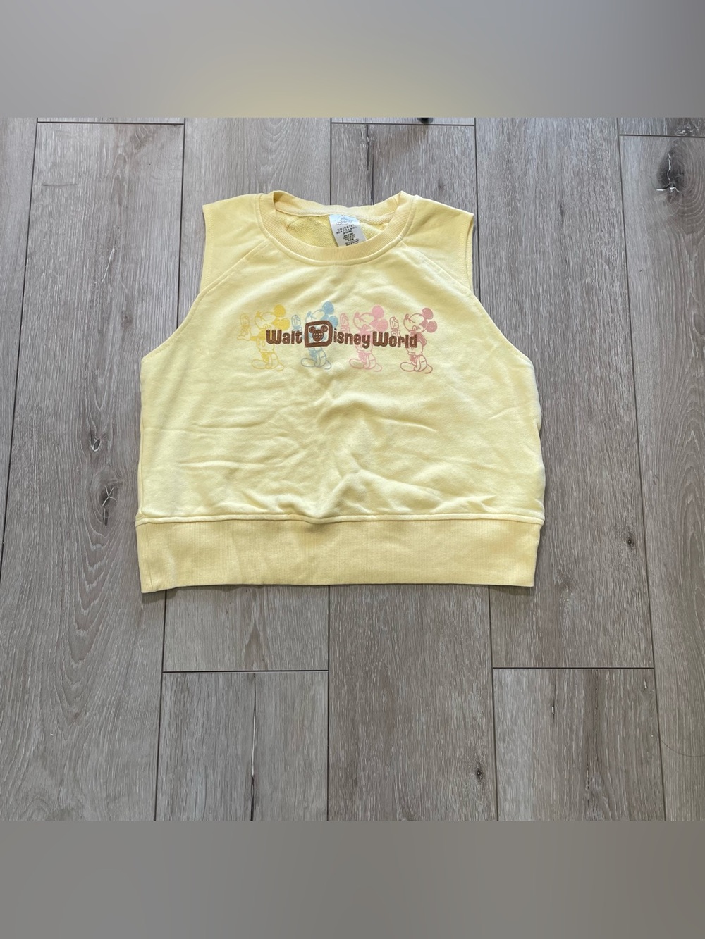 Disney Parks Walt Disney World Yellow Cropped Tank Top Sleeveless Sweatshirt S